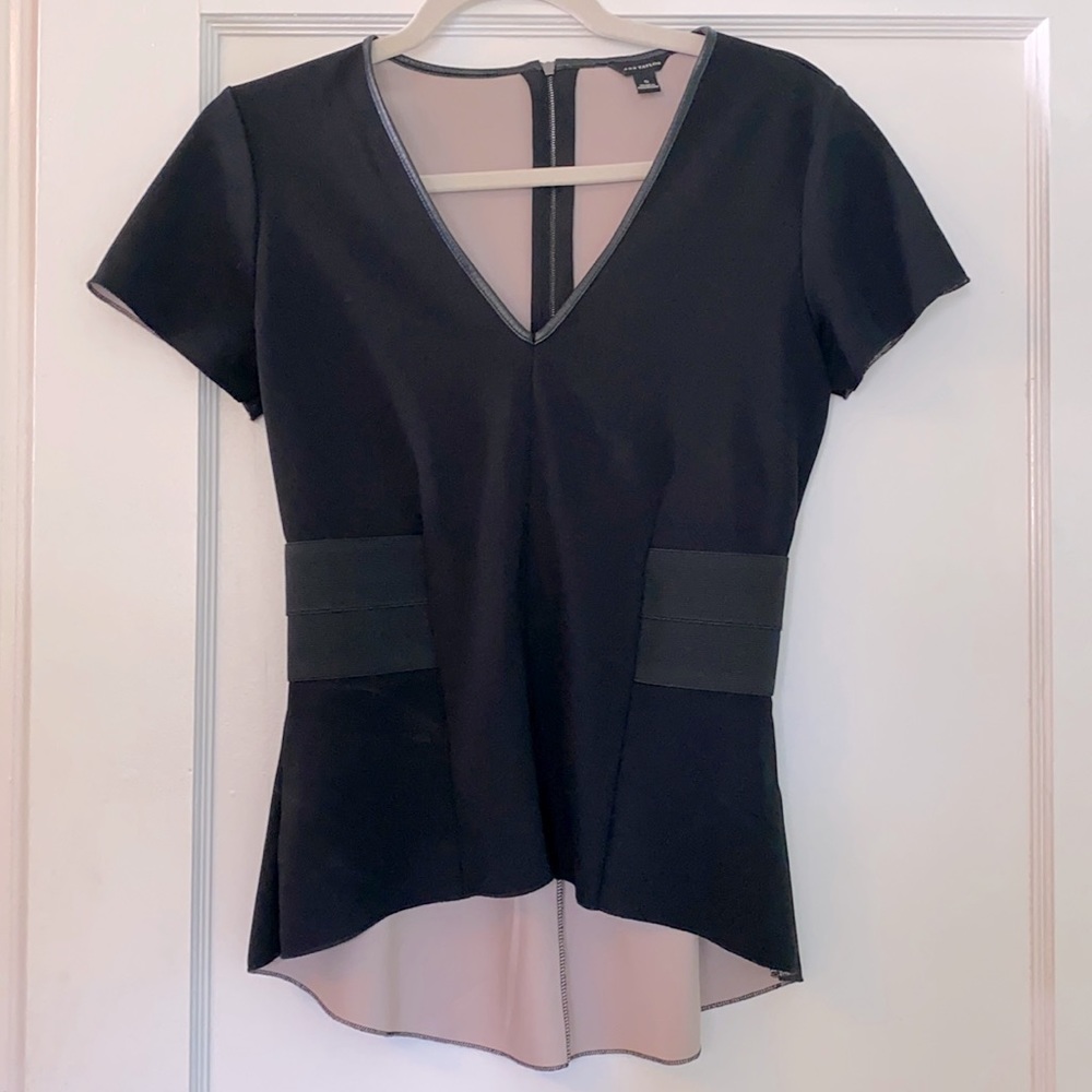 Ann Taylor Black Top - Belted Waist, Size Small